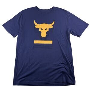 Under Armour Shirt Mens L Blue Project Rock Lightweight Heat Gear Loose Stretch